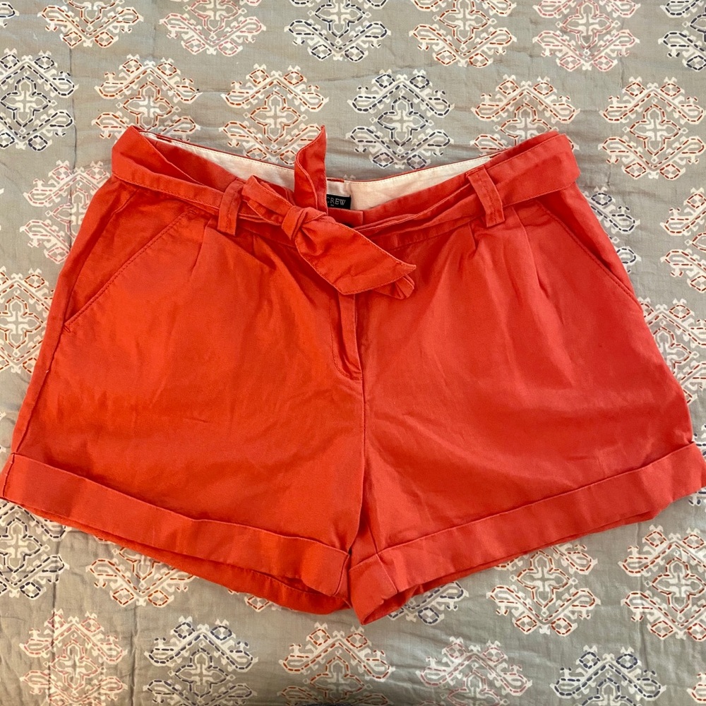 J Crew cotton/linen tie shorts 3.5” orange - 8